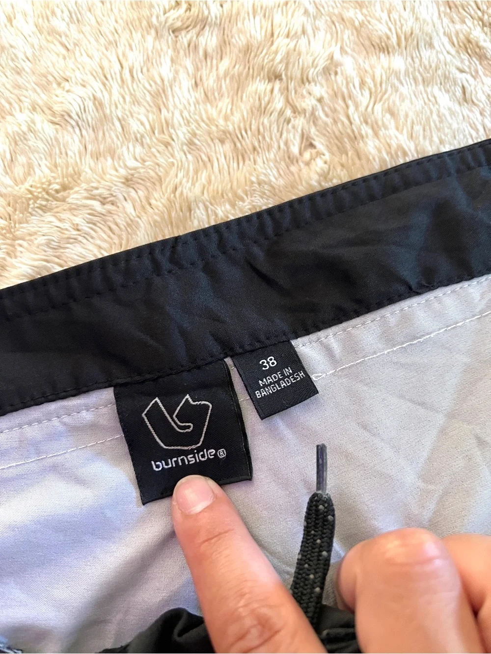 BURNSIDE Men's Gray & Black Striped Sim Shorts Size 38